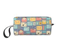 Borsa da viaggio con stampa di cancelleria postale, portatile, per cosmetici, con cerniera, per organizzare in modo ordinato