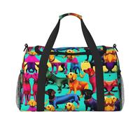 Borsa da viaggio con stampa di cani bassotto carino borsa da viaggio borsa da palestra borse da viaggio essenziali da viaggio per donne uomini borsa a tracolla, Nero , Taglia unica