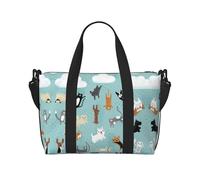 Borsa da viaggio con stampa di cani e gatti che piovono durante la notte, borsa da viaggio, borsa per oggetti personali, per viaggi, palestra, sport, weekender, Nero , Taglia unica