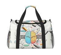 Borsa da viaggio con stampa di cervello umano, borsa da weekender, borsa da allenamento, borsa da yoga, borsone per oggetti personali per Audlts, Nero , Taglia unica