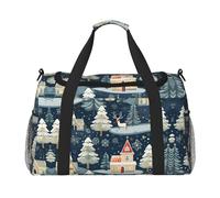 Borsa da viaggio con stampa di cervi invernali di Natale Borsa da viaggio Borsa da palestra Borse da viaggio essenziali da viaggio per donne uomini borsa a tracolla, Nero , Taglia unica