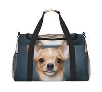 Borsa da viaggio con stampa di chihuahua, borsa da weekender, borsa da allenamento, borsa da yoga, borsone per oggetti personali per Audlts, Nero , Taglia unica