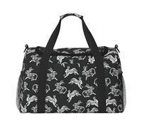 Borsa da viaggio con stampa di coniglietto per la notte, borsa da weekender, borsa da allenamento, borsa da yoga, borsone per oggetti personali per Audlts, Nero , Taglia unica