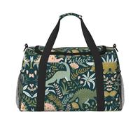 Borsa da viaggio con stampa di dinosauri, borsa da weekender, borsa da allenamento, borsa da yoga, borsone per oggetti personali per Audlts, Nero , Taglia unica