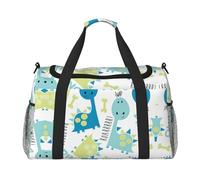 Borsa da viaggio con stampa di dinosauri, borsa da weekender, borsa da allenamento, borsa da yoga, borsone per oggetti personali per Audlts, Nero , Taglia unica