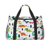Borsa da viaggio con stampa di dinosauri colorati, borsa da weekender, borsa da allenamento, borsa da yoga, borsone per oggetti personali per Audlts, Nero , Taglia unica