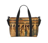 Borsa da viaggio con stampa di donne nell'antico Egitto, borsa a tracolla con cerniera, borsa casual per viaggi nel fine settimana e shopping in palestra, Nero , Taglia unica, Borsa da viaggio