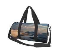 Borsa da viaggio con stampa di dune di sabbia con fiume calmo, borsa da palestra pieghevole, borsa da palestra per il fine settimana, borsa grande per sport e viaggi