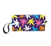 Borsa da viaggio con stampa di erbacce colorate, portatile, semplice, portatile, con cerniera, per riporre oggetti quotidiani, strumenti, cosmetici, articoli da toeletta e così via, Come nella foto,