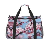 Borsa da viaggio con stampa di fiori di ciliegio allettante borsa da viaggio borsa da viaggio donna uomo palestra bagaglio da portare avanti, Nero , Taglia unica
