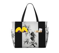 Borsa da viaggio con stampa di fiori di ciliegio, grande capacità, impermeabile, con cerniera e tasca, borsa tote per viaggi, shopping, piscina