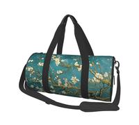 Borsa da viaggio con stampa di fiori di mandorlo bianchi, borsa sportiva leggera con spallacci per donne, uomini e adolescenti, viaggi di lavoro