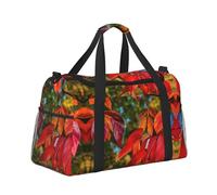 Borsa da viaggio con stampa di foglie rosse e frutti autunnali, borsa da palestra, borsa da viaggio, essenziale da viaggio, per donne e uomini, borsa a tracolla, Nero , Taglia unica