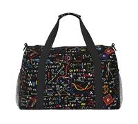 Borsa da viaggio con stampa di formula matematica, borsa da weekender, borsa da allenamento, borsa da yoga, borsone per oggetti personali per Audlts, Nero , Taglia unica