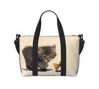 Borsa da viaggio con stampa di gatto e farfalla, borsa da viaggio per adulti, adatta per viaggi, campeggio, picnic
