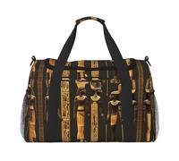 Borsa da viaggio con stampa di geroglifici dell'antico Egitto Borsa da viaggio Borsa sportiva da portare sotto il sedile, nero, Taglia unica