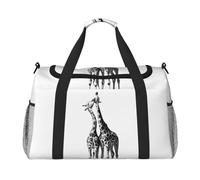 Borsa da viaggio con stampa di giraffa africana, borsa da weekender, borsa da allenamento, borsa da yoga, borsone per oggetti personali per Audlts, Nero , Taglia unica