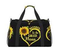 Borsa da viaggio con stampa di girasole Blessed to Be Called, borsa da weekender, borsa da allenamento, borsa da yoga, borsone per oggetti personali per Audlts, Nero , Taglia unica