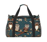 Borsa da viaggio con stampa di gufi su rami d'albero Borsa da viaggio Borsa da viaggio Borsa sportiva da portare sotto il sedile, nero, Taglia unica