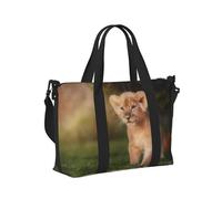 Borsa da viaggio con stampa di leone artistico, borsone da viaggio, borsa per oggetti personali, per viaggi, palestra, sport, weekender, Nero , Taglia unica