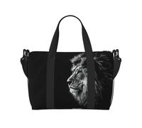 Borsa da viaggio con stampa di leone, borsone da viaggio, borsa per oggetti personali, per viaggi, palestra, sport, weekender, Nero , Taglia unica