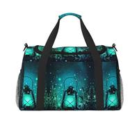 Borsa da viaggio con stampa di lucciole e lanterne, borsa da weekender, borsa da allenamento, borsa da yoga, borsone per oggetti personali per Audlts, Nero , Taglia unica