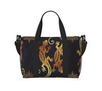 Borsa da viaggio con stampa di lucertole geco, borsa da palestra di grande capacità, borsa a tracolla leggera da viaggio per il fine settimana, unisex