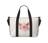 Borsa da viaggio con stampa di maiale carino, borsone da viaggio, borsa per oggetti personali, per viaggi, palestra, sport, weekender, Nero , Taglia unica