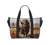 Borsa da viaggio con stampa di mandria di bisonti nordamericani con tracolla regolabile, adatta per viaggi e sport