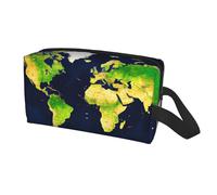 Borsa da viaggio con stampa di mappa del mondo, per uomini e donne, borsa da toilette portatile di grande capacità