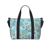 Borsa da viaggio con stampa di merende, meduse tropicali, pesci rossi, cavallucci marini, borsa da viaggio grande, borsa a tracolla per weekend e viaggi di lavoro, leggera