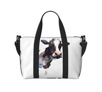 Borsa da viaggio con stampa di mucca e margherita ad acquerello, borsa da viaggio per adulti, adatta per viaggi, campeggio, picnic