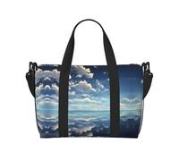Borsa da viaggio con stampa di nuvole bianche sopra il mare con tracolla regolabile adatta per viaggi e sport