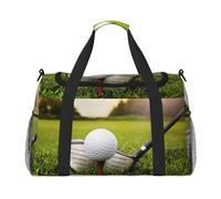Borsa da viaggio con stampa di palline da golf, borsa da weekender, borsa da allenamento, borsa da yoga, borsone per oggetti personali per Audlts, Nero , Taglia unica