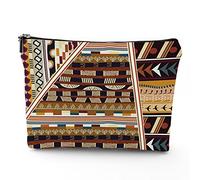 Borsa da viaggio con stampa di palloncini, trousse per cosmetici, nuvole e mongolfiere, borsa per il trucco in lino, ottimo regalo per viaggi, multicolore, 17,8 x 22,9 cm, Marrone_22, Taglia unica,