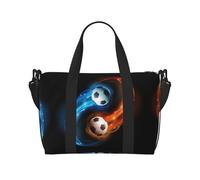 Borsa da viaggio con stampa di palloni da calcio, borsa da viaggio, borsa per oggetti personali, per viaggi, palestra, sport, weekender, Nero , Taglia unica