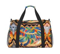 Borsa da viaggio con stampa di pane dipinto, borsa da viaggio per donne e uomini, borsa da palestra, Nero , Taglia unica
