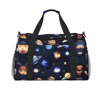 Borsa da viaggio con stampa di pianeti e stelle e galassie della Via Lattea, borsa da viaggio, borsa sportiva da portare sotto il sedile, nero, Taglia unica