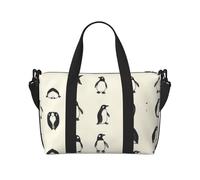 Borsa da viaggio con stampa di pinguino con varie posture in piedi e tracolla regolabile, adatta per viaggi e sport