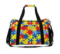 Borsa da viaggio con stampa di puzzle per la consapevolezza dell'autismo, borsa da viaggio per il fine settimana, borsa a tracolla per donne e uomini