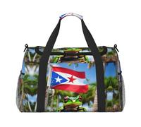 Borsa da viaggio con stampa di rane e palme di Porto Rico, borsa da viaggio, borsa sportiva da portare sotto il sedile, nero, Taglia unica