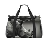 Borsa da viaggio con stampa di rinoceronte del Sud Africa, borsa da weekender, borsa da allenamento, borsa da yoga, borsone per oggetti personali per Audlts, Nero , Taglia unica