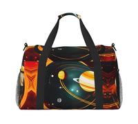 Borsa da viaggio con stampa di Saturno con sistema solare, borsa da viaggio, borsa sportiva da portare sotto il sedile, nero, Taglia unica