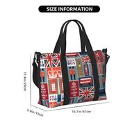 Borsa da viaggio con stampa di simboli dell'Inghilterra, borsone da viaggio, borsa per oggetti personali, per viaggi, palestra, sport, weekender, Nero , Taglia unica