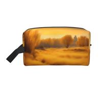 Borsa da viaggio con stampa di stelle marine, borsa da viaggio per cosmetici, kit dopp, organizer per articoli da toeletta, borsa portatile con cerniera, Paesaggi Autunno Erba Dorata, taglia unica