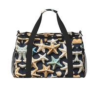 Borsa da viaggio con stampa di stelle marine, borsa da viaggio per viaggi, donne, uomini, palestra, bagaglio a mano, Nero , Taglia unica