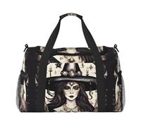 Borsa da viaggio con stampa di stregoneria magica con stampa bohémien, borsa da viaggio, borsa sportiva da portare sotto il sedile, nero, Taglia unica