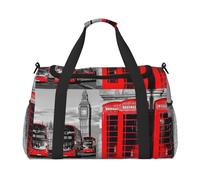 Borsa da viaggio con stampa di telefono Londra Inghilterra Regno Unito, borsa da weekender, borsa da allenamento, borsa da yoga, borsone per oggetti personali per Audlts, Nero , Taglia unica