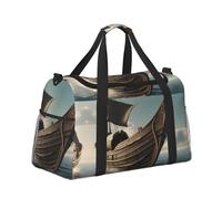 Borsa da viaggio con stampa di una vecchia barca vichinga, borsa da weekender, borsa da palestra, borsa da viaggio essenziale per donne e uomini, Nero , Taglia unica
