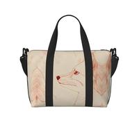 Borsa da viaggio con stampa di volpe rossa a righe grandi, borsa a tracolla per weekend e viaggi d'affari, leggera
